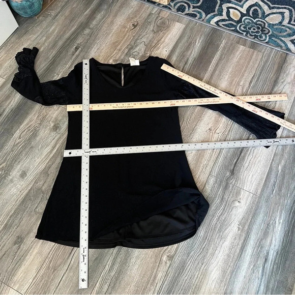 FRANCESCA'S Bird Cage Label Long Sleeve with Lace Black Lined Dress Size Medium - Picture 7 of 10